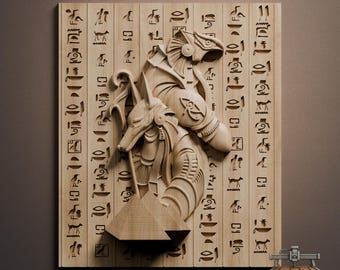 Horus and Anubis – 3D Wood Carving STL File for CNC Router (Digital Download)