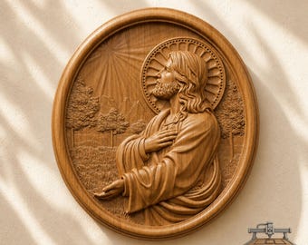 Jesus Christ Relief – 3D Wood Carving STL File for CNC Router (Digital Download)