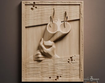 Double Barrel Shotgun Relief – 3D Wood Carving STL File for CNC Router (Digital Download)