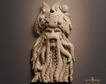 Davy Jones Pirate Relief - 3D Wood Carving STL File for CNC Router (Digital Download)