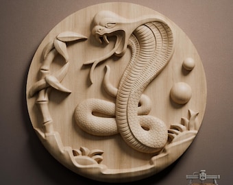 Cobra Snake Round Relief – 3D Wood Carving STL File for CNC Router