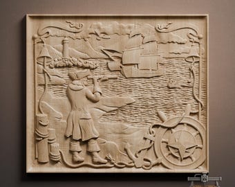 木製彫刻船 キャラクター装飾 雄大な帆船の CNC 木彫り、航海用壁装飾用の Artcam STL モデル - Etsy