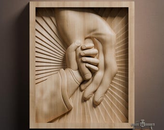 Holding Hands Relief – 3D Wood Carving STL File for CNC Router