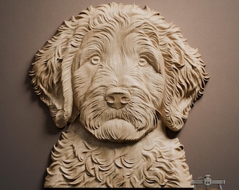 Dog Portrait Relief – 3D Wood Carving STL File for CNC Router