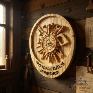 Carpenter Clock Relief – 3D Wood Carving STL File for CNC Router (Digital Download) image 5