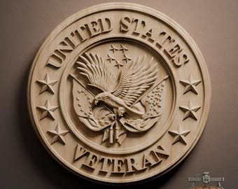 US-Kriegsveteran - 3D Holzschnitzerei STL-Datei für CNC-Fräser (Digitaler Download)