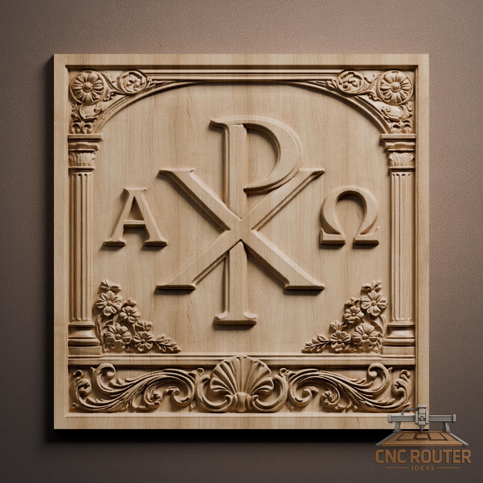 Alpha Omega Chi-rho Relief – 3D Wood Carving STL File for CNC Router - Etsy