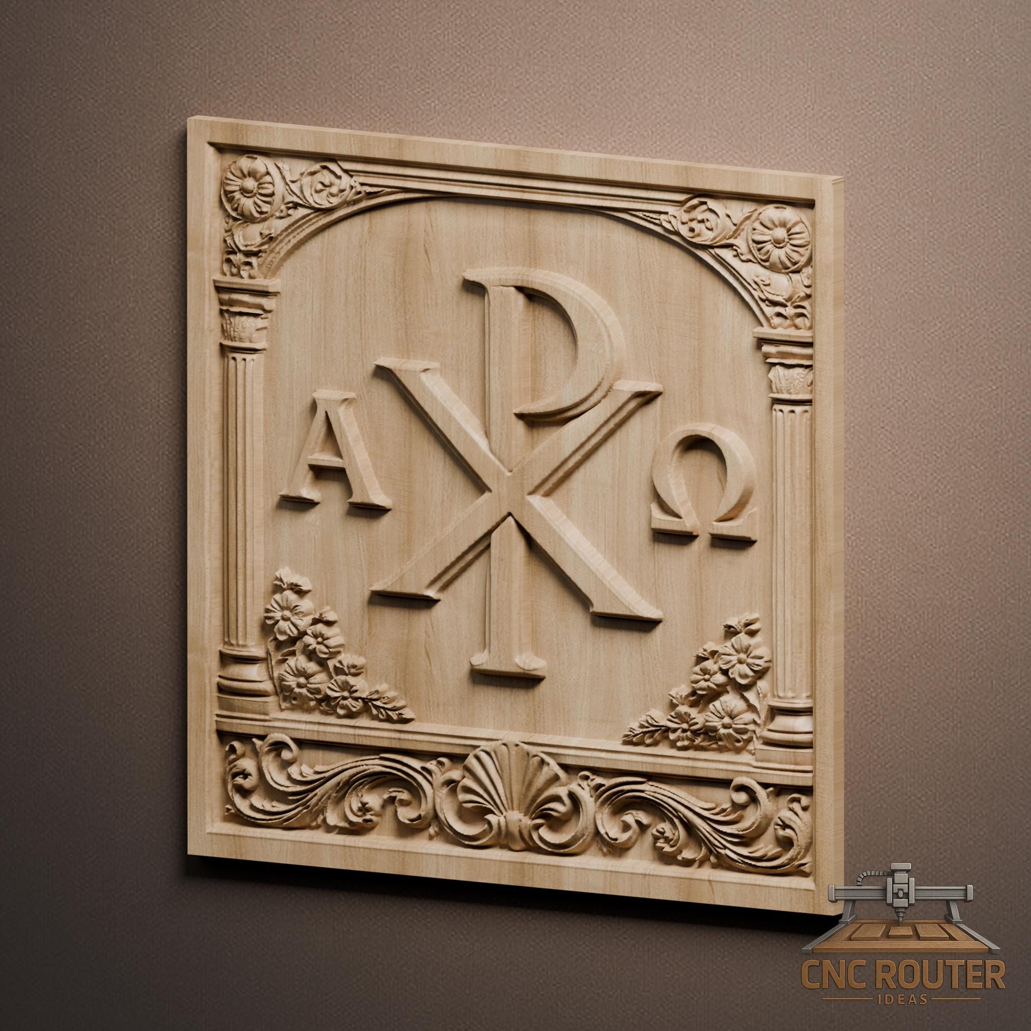 Alpha Omega Chi-rho Relief – 3D Wood Carving STL File for CNC Router - Etsy