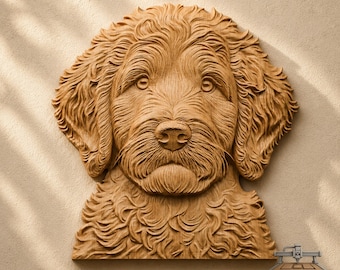 Dog Portrait Relief – 3D Wood Carving STL File for CNC Router
