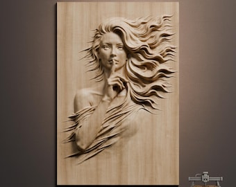 Retrato en relieve de una mujer de la Musa Silenciosa – Archivo STL de tallado en madera 3D para fresadora CNC