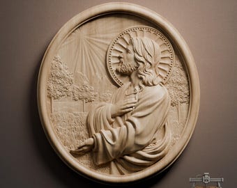 Jesus Christ Relief – 3D Wood Carving STL File for CNC Router (Digital Download)