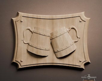 Ölmuggar Cheers Relief – 3D-träsnideri STL-fil för CNC-fräs (digital nedladdning)
