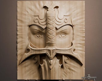 Warrior Woman Sword Relief: 3D Wood Carving STL File (Digital Download)