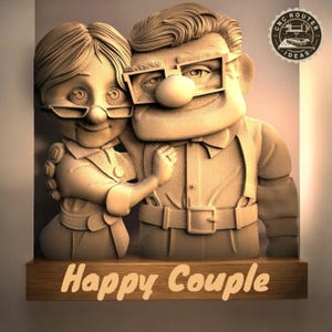 Pareja feliz: archivo STL para tallado de madera con CNC, archivos para enrutador CNC
