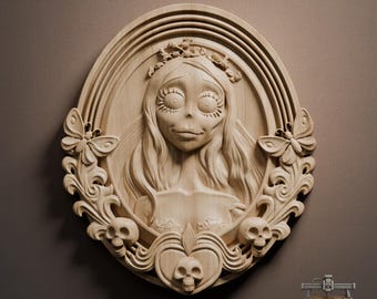 Gothic Braut Portrait Relief - 3D Holzschnitzerei STL Datei für CNC Fräser