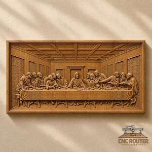 The Last Supper Relief – 3D Wood Carving STL File for CNC Router (Digital Download)