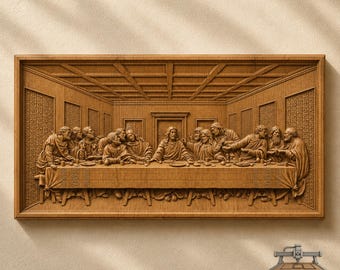 Relieve de la Última Cena – Archivo STL de tallado en madera 3D para fresadora CNC (descarga digital)