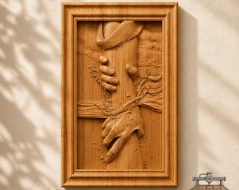 Jesus Hand Holding Relief – 3D Wood Carving STL File for CNC Router (Digital Download)