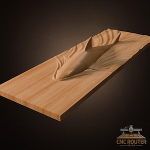 Relieve de tabla de olas de tiburón: archivo STL de tallado de madera 3D para fresadora CNC