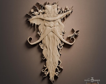 Forest Wizard Relief – 3D Wood Carving STL File for CNC Router