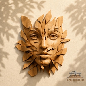 Abstract Face Fragment Relief – 3D Wood Carving STL File for CNC Router (Digital Download)