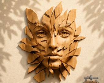 Abstract Face Fragment Relief – 3D Wood Carving STL File for CNC Router (Digital Download)