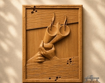 Double Barrel Shotgun Relief – 3D Wood Carving STL File for CNC Router (Digital Download)