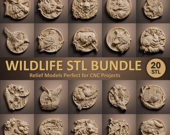 Paquete STL de fauna silvestre: archivos STL para tallado en madera 3D para fresadora CNC (descarga digital)