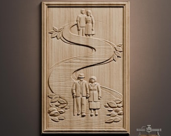 Life Journey Couple Relief – 3D Wood Carving STL File for CNC Router