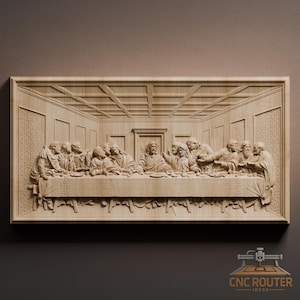 最後の晩餐のレリーフ – CNCルーター用3D木彫りSTLファイル（デジタルダウンロード）