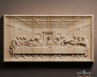 Relieve de la Última Cena: Archivo STL de tallado en madera 3D para fresadora CNC (descarga digital)