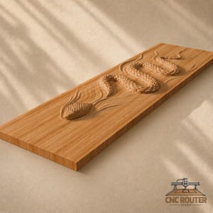 Snake Wave Board Relief – 3D Wood Carving STL File for CNC Router
