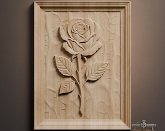 Victorian Rose Panel Relief – 3D Wood Carving STL File for CNC Router
