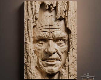 Haunted Tree Spirit Face Relief – 3D Wood Carving STL File for CNC Router