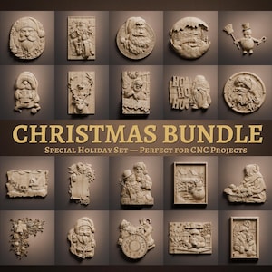 Christmas STL Bundle – 3D Wood Carving STL Files for CNC Router (Digital Download) image 1