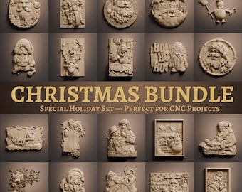 Christmas STL Bundle –  3D Wood Carving STL Files for CNC Router (Digital Download)
