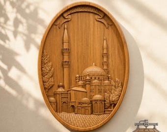 Mosque Relief – 3D Wood Carving STL File for CNC Router (Digital Download)