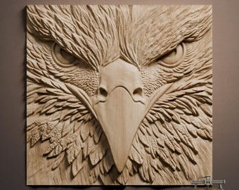 Majestic Eagle Head Relief – 3D Wood Carving STL File for CNC Router