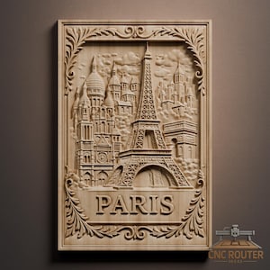 Paris Baroque City Frame Edition Relief – 3D Wood Carving STL File for CNC Router