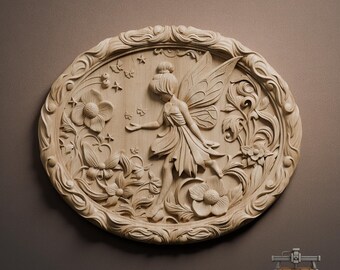 ガーデンフェアリーの花のレリーフ – CNCルーター用3D木彫りSTLファイル