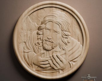 Jesus Blessing Round Relief – 3D Wood Carving STL File for CNC Router