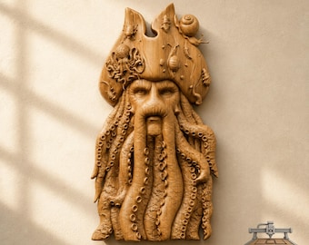 Relieve pirata de Davy Jones - Archivo STL de tallado en madera 3D para fresadora CNC (descarga digital)