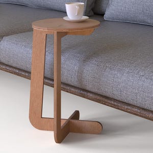 C Side Table CNC Router Cut File, Bedside Coffee Stool DXF SVG Template