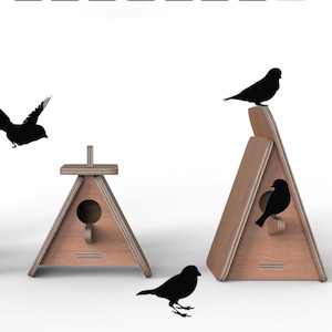 Modern birdhouse design bird nest garden decor svg template dxf files for cnc routing laser cutting digital download