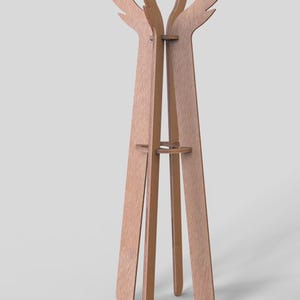 Perchero, perchero para sombreros y bolsos, perchero moderno de pie, planos vectoriales, descarga instantánea, archivo CNC, patrón, percha de tela