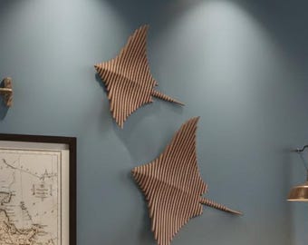 Parametrischen Haus Wanddekoration Stingray Sperrholz, MDF CNC Fräser und Laser Cut Digitale Dateien dxf, svg Muster