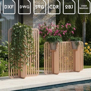 Archivo de corte CNC para soporte de maceta de madera, elevadores de jardín (Plantilla DXF SVG)