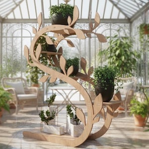 Plan cięcia stojaka na rośliny CNC, dekoracyjne drewniane podesty na rośliny (do pobrania w wersji cyfrowej)