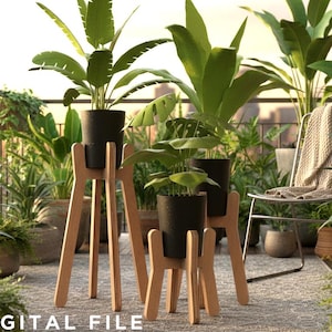 CNC-plan för växtkruka, växtställ i trä (digital nedladdning) DXF