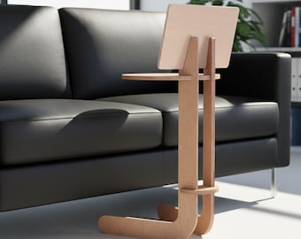 C Side Table CNC Router Cut File, Coffee Stool Tablet Holder DXF SVG Template